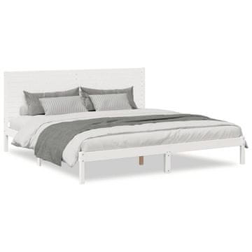 Vidaxl Daljši posteljni okvir brez vzmetnice bel 180x210 cm trden les