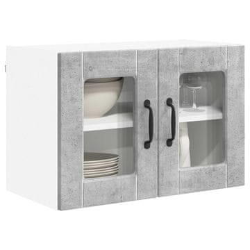 Vidaxl Stenski stekleni omarica PORTO Betonsko siva 60 x 31 x 40 cm