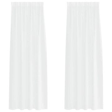 Vidaxl Voile zavesa z zavesami 2 szt. Bela 260 x 140 cm Poliester
