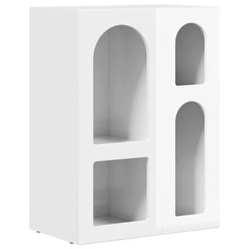 Vidaxl Strani šal Visok sijaj bela 59 x 35 x 80.5 cm Konstruiran les