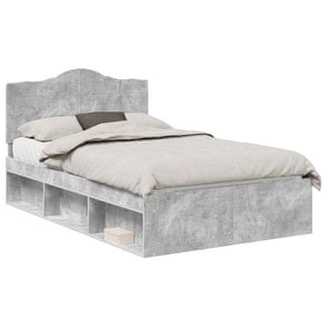 Vidaxl Konstrukcija postelje Beton 120 x 190 cm Masivno borovo les