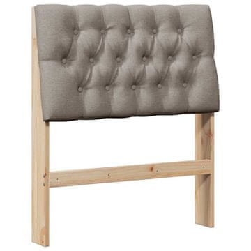 Vidaxl Tapecirano vzglavje Taupe 80 cm Masivno borovo les
