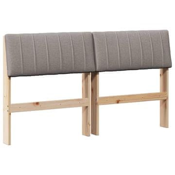 Vidaxl Tapecirano vzglavje Taupe 135 cm Masivno borovo les