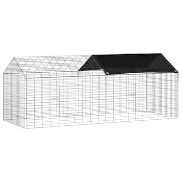 Vidaxl Kletka za zajce srebrna 200 x 78 x 78 cm Cinkana jeklena