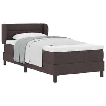 Vidaxl Postelja z vzmetnico z vzmetnico Temno rjava 90 x 190 cm blago