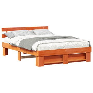 Vidaxl Konstrukcija postelje z vzglavjem Voskast rjav 140 x 200 cm
