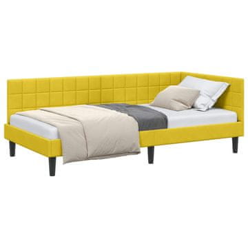 Vidaxl Kotna postelja z vzglavjem Rumena 90 cm x 200 cm Žamet