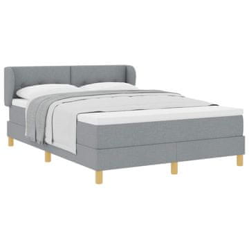 Vidaxl Postelja z vzmetnico z vzglavjem Svetlo siva 140 x 190 cm blago