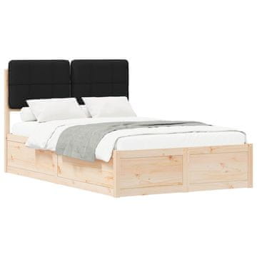 Vidaxl Posteljni okvir z oblazinjenim vzglavjem Črna 120 x 200 cm