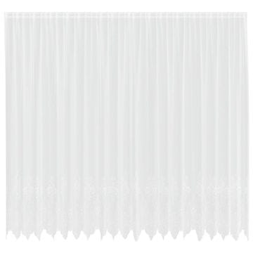 Vidaxl Čipkasta Zavesa z zavesami Bela 300 x 500 cm Poliester