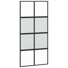 Vidaxl Drsna vrata črna 102,5x205 cm kaljeno steklo in aluminij