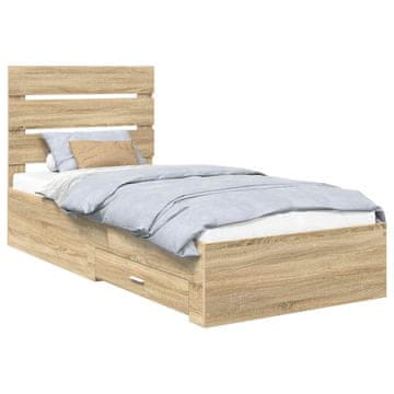 Vidaxl Konstrukcija postelje Sonoma hrast in srebrna 75 x 190 cm