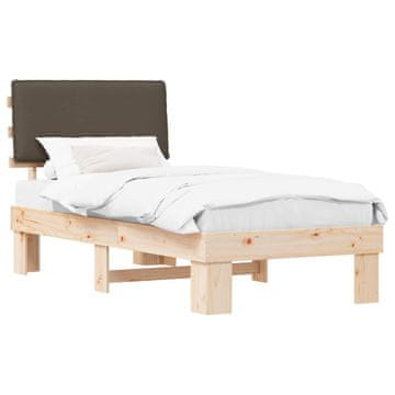 Vidaxl Posteljni okvir z oblazinjenim vzglavjem Taupe 80 x 200 cm