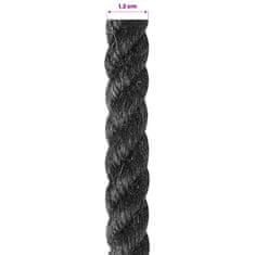 Vidaxl Vrv iz jute 12 mm Črna 100% Tossa jute