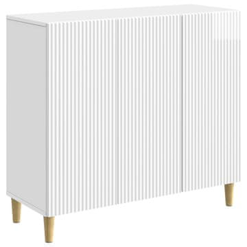 Vidaxl Strani šal Bela visok sijaj 89 x 34,5 x 80 cm Inženirski les