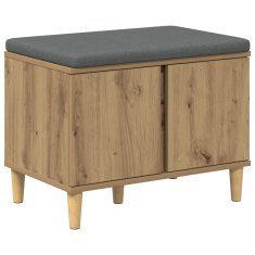Vidaxl Haldna klop z blazino z vrati Obrtni Hrast 60 x 38 x 46 cm