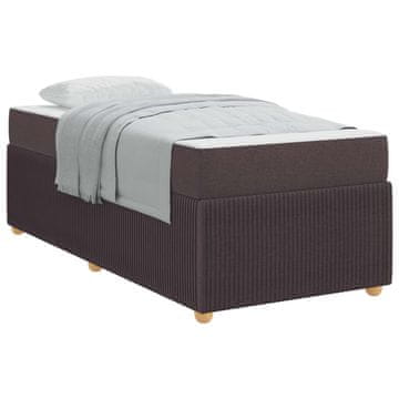 Vidaxl Konstrukcija postelje z vzmetnico Temno rjava 90 x 200 cm blago
