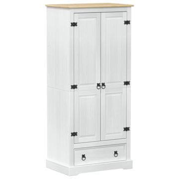 Vidaxl Omare s predalom Bela 76 x 50 x 170 cm Masivno borovo les