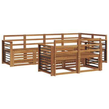 Vidaxl Sedežne garniture 7 szt. Naravna Masiven les akacije