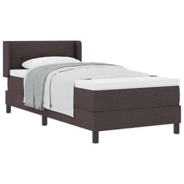 Vidaxl Postelja z vzmetnico z vzglavjem Temno rjava 200 x 90 cm blago