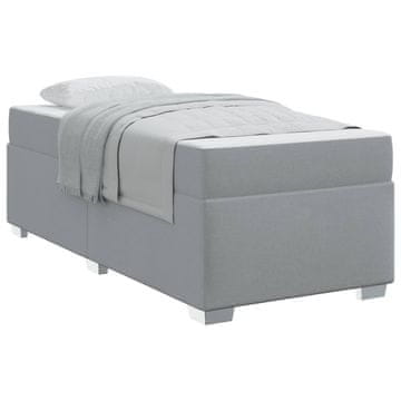 Vidaxl Konstrukcija postelje z vzmetnico Svetlo siva 90 x 190 cm blago