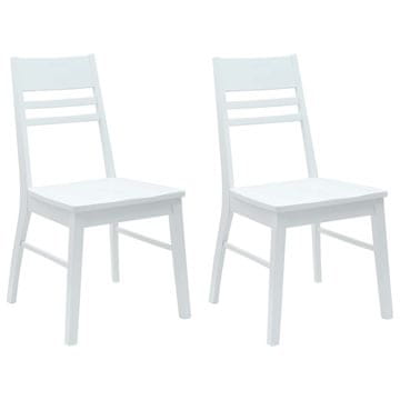 Vidaxl Jedilni stoli 2 kos Masivno gumovo les Bela 43 x 54 x 89 cm