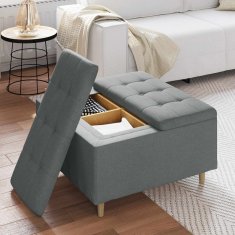 Vidaxl Ottoman s shranjevanjem Temno siva 80 x 80 x 45 cm blago