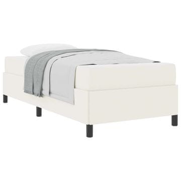 Vidaxl Konstrukcija postelje z vzmetnico krema 80 x 200 cm blago