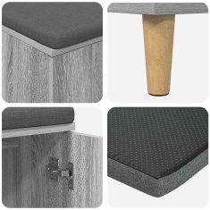 Vidaxl Haldna klop z blazino z vrati Siva Sonoma 60 x 38 x 46 cm