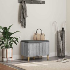 Vidaxl Haldna klop z blazino z vrati Siva Sonoma 60 x 38 x 46 cm