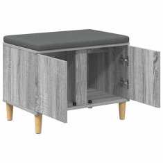 Vidaxl Haldna klop z blazino z vrati Siva Sonoma 60 x 38 x 46 cm