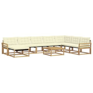Vidaxl Zunanja garnitura za sedenje 9 szt. Bela in krem 79 x 79 x 37 cm