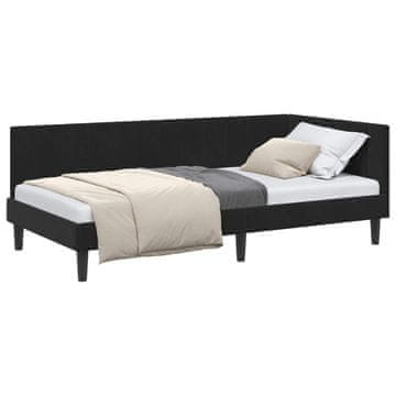 Vidaxl Kotna postelja z vzglavjem Črna 100 cm x 200 cm Žamet
