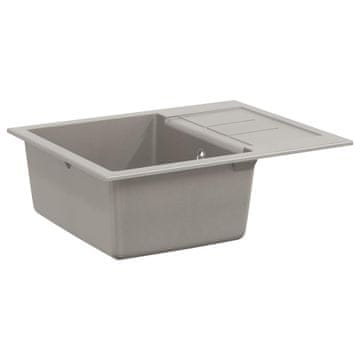 Vidaxl Umivalnica Siva 620 x 500 mm 80% Kvarc in 20% Smola