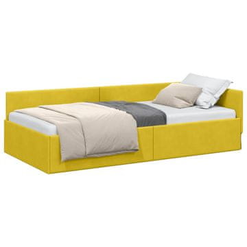 Vidaxl Kotna postelja z vzglavjem Rumena 80 cm x 200 cm Žamet