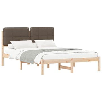 Vidaxl Posteljni okvir z oblazinjenim vzglavjem Taupe 135 x 190 cm