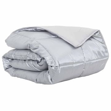 Vidaxl Poletna odeja srebrna 135 x 220 cm Satin in mikrovlakna