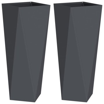 Vidaxl Cvetlično korito 2 kos Antracit 30 x 30 x 75 cm Jeklo