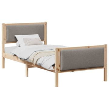 Vidaxl Konstrukcija postelje z vzglavjem Taupe 90 x 200 cm blago