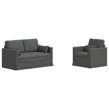Vidaxl Kavčna garnitura 2 szt. Temno siva 139 x 78 x 80 cm blago