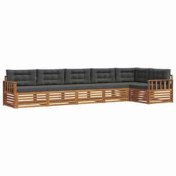 Vidaxl Zunanja garnitura za sedenje 6 szt. Naravna in antracitna