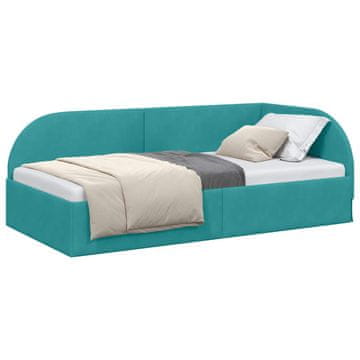 Vidaxl Kotna postelja z vzglavjem Turkizna 100 cm x 200 cm Žamet