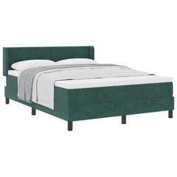 Vidaxl Postelja z vzmetnico Temno zelena 200 x 140 cm Žamet