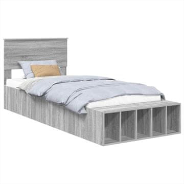 Vidaxl Konstrukcija postelje Siva Sonoma 75 x 190 cm Konstruiran les