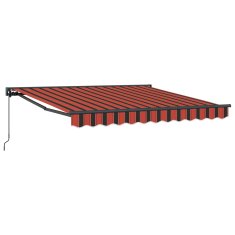 Vidaxl Ročna tenda 3 x 2,5 m Oranžne in rjave vodoravne črte