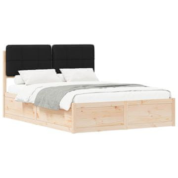 Vidaxl Posteljni okvir z oblazinjenim vzglavjem Črna 140 x 190 cm