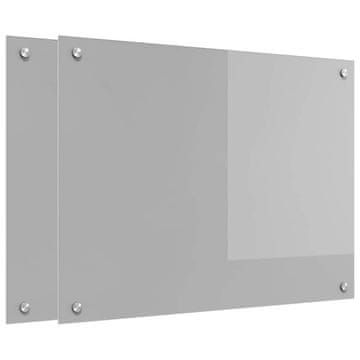 Vidaxl Kuhinjski panel 2 szt. Svetlo siva 80 x 60 cm kaljeno steklo