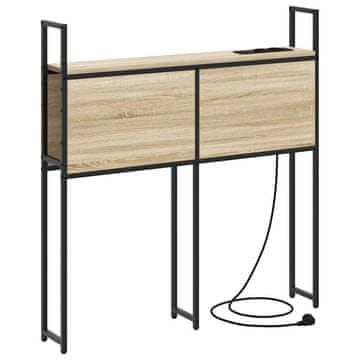 Vidaxl Headboard za shranjevanje z postajo za polnjenje sonoma hrast