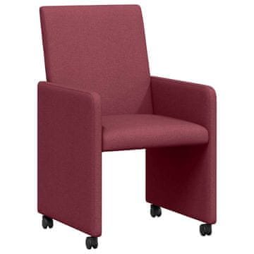 Vidaxl Jedilni stoli s kolesi 2 szt. vinsko rdeča 57 x 66 x 94 cm blago