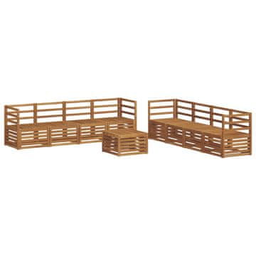 Vidaxl Sedežne garniture 9 szt. Naravna Masiven les akacije